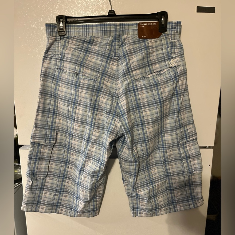 Vintage Rocawear Mens Plaid Striped Shorts Size 34 Blue - Picture 3 of 8